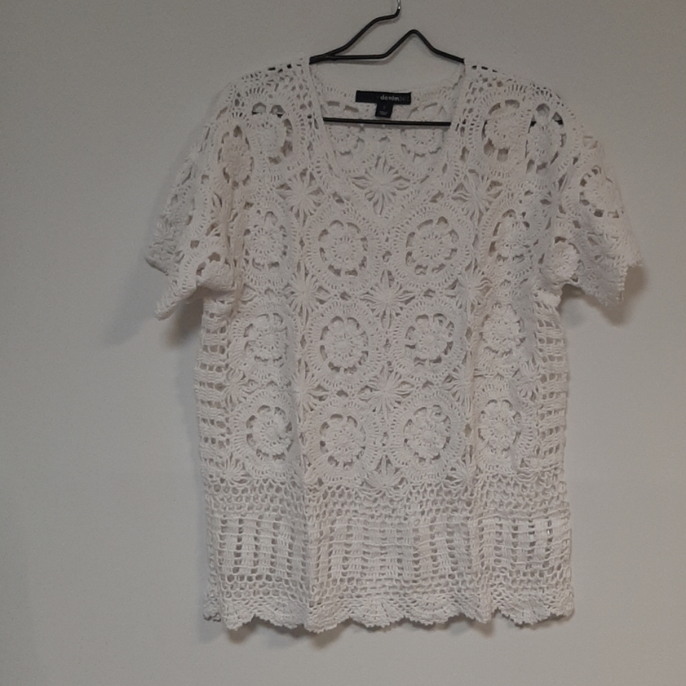 Denim 21 sweater material see through shirt